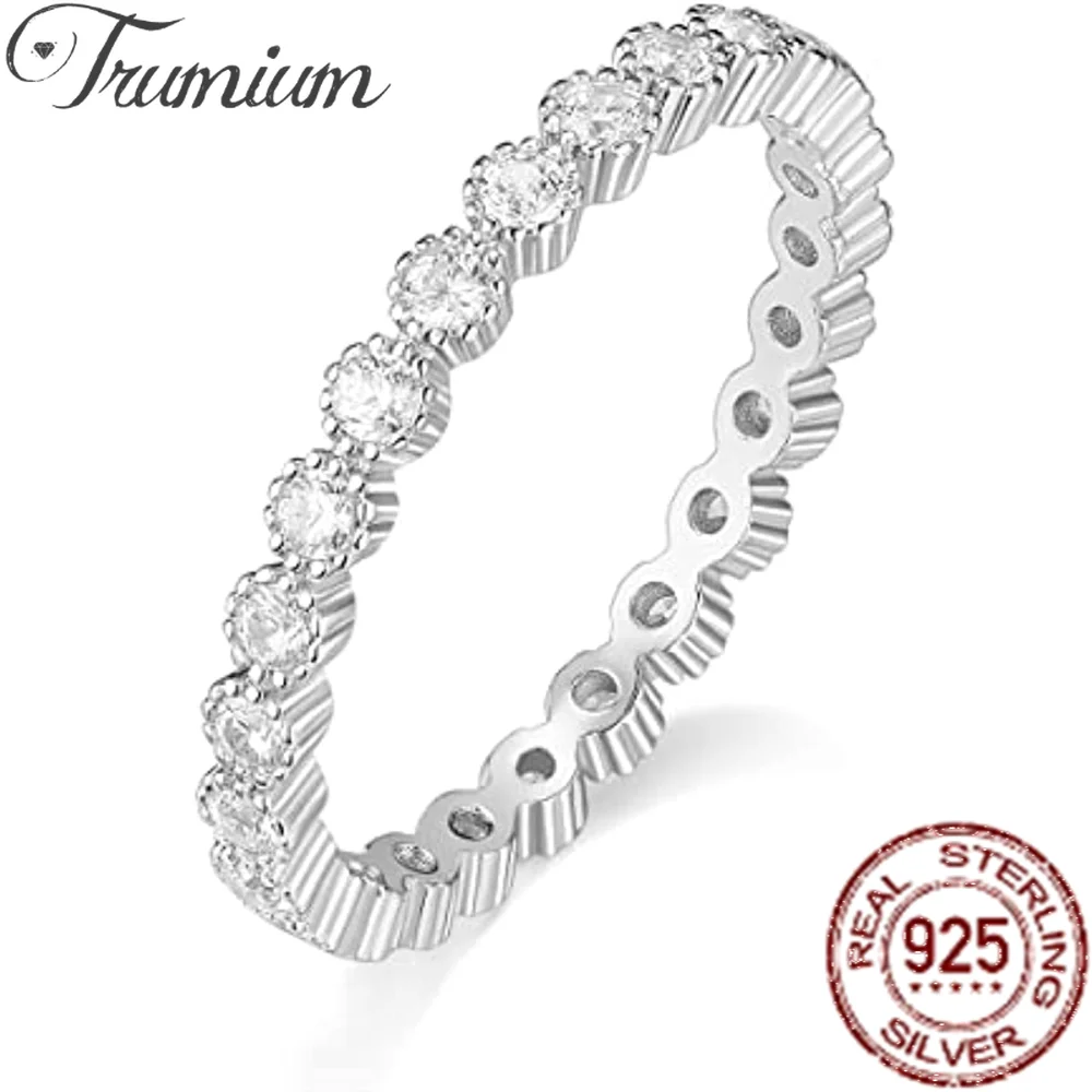 

Trumium 100% 925 Sterling Silver Wedding Bands for Women 5A Cubic Zirconia Full Eternity Stackable Band Engagement Ring