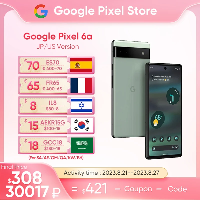 Google Pixel 6A 5G Smartphone 6GB RAM 128GB ROM 6.1"OLED Dis