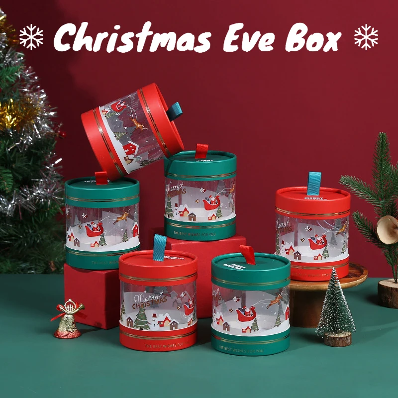 

Christmas Apple Mousse Cake Hug Bucket Transparent Mousse Ball Cake Dessert Box Plastic Packing Box
