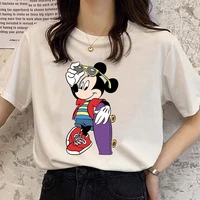 womens white disney brand mickey sports collection fashion patterns summer trend styles short sleeve crew neck t shirts cute
