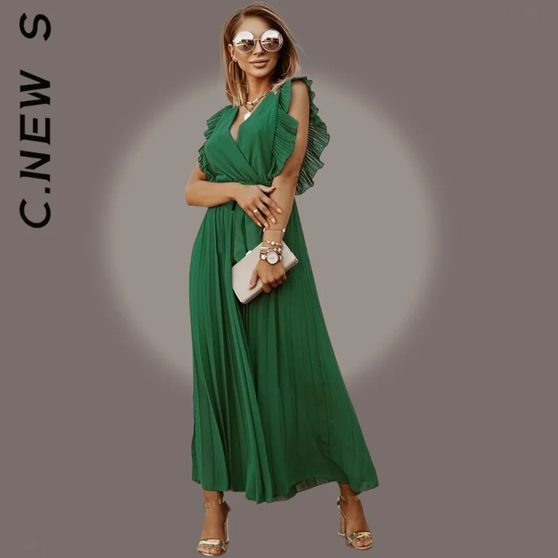 

Женское платье миди с рукавом «листья лотоса»