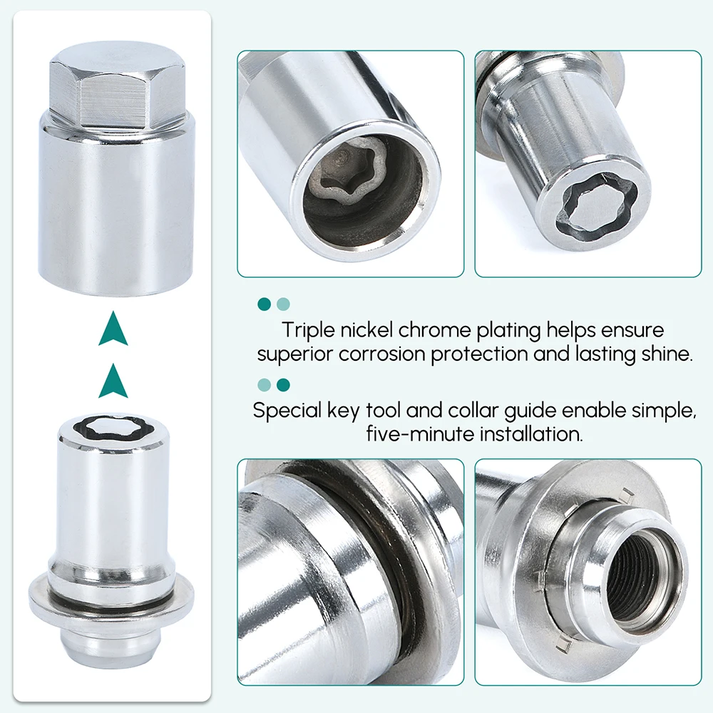 4 гайки + 1 ключ противоугонный высота 44 мм набор стопорных гаек для колес M12x1 5 Toyota