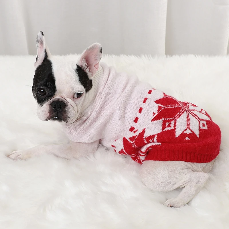 

Pet Apparels Luxury Christmas Dog Cat Sweater Clothes Knitted Snowflake Pet Dog Apparel Costume For Christmas