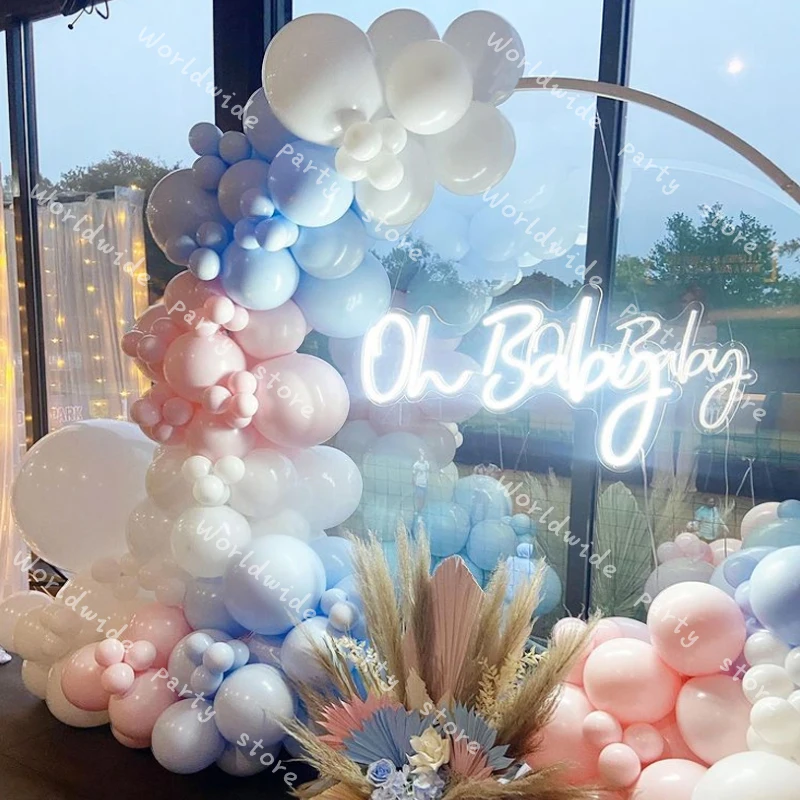 

156Pcs Balloons Arch Set White Blue Pink Balloon Garland Birthday Baby Baptism Shower Wedding Party Balloon Arch Kit Decoration