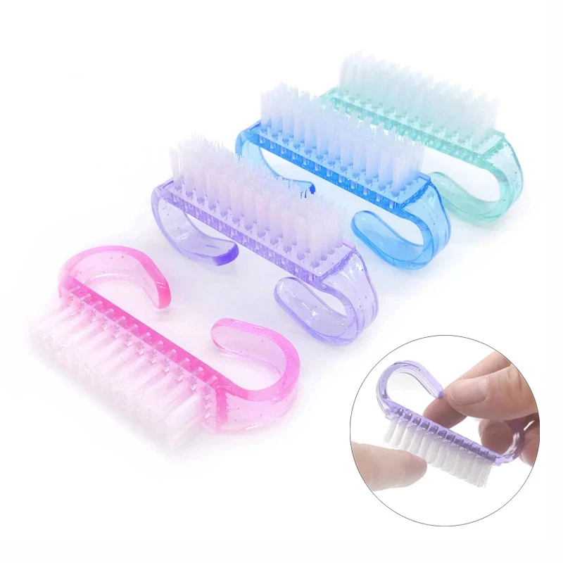 

10 Pcs/Lot Acrylic Nail Brush 4 Color Nail Art Manicure Pedicure Soft Remove Dust Plastic Cleaning Nail Brushes File Tools Set