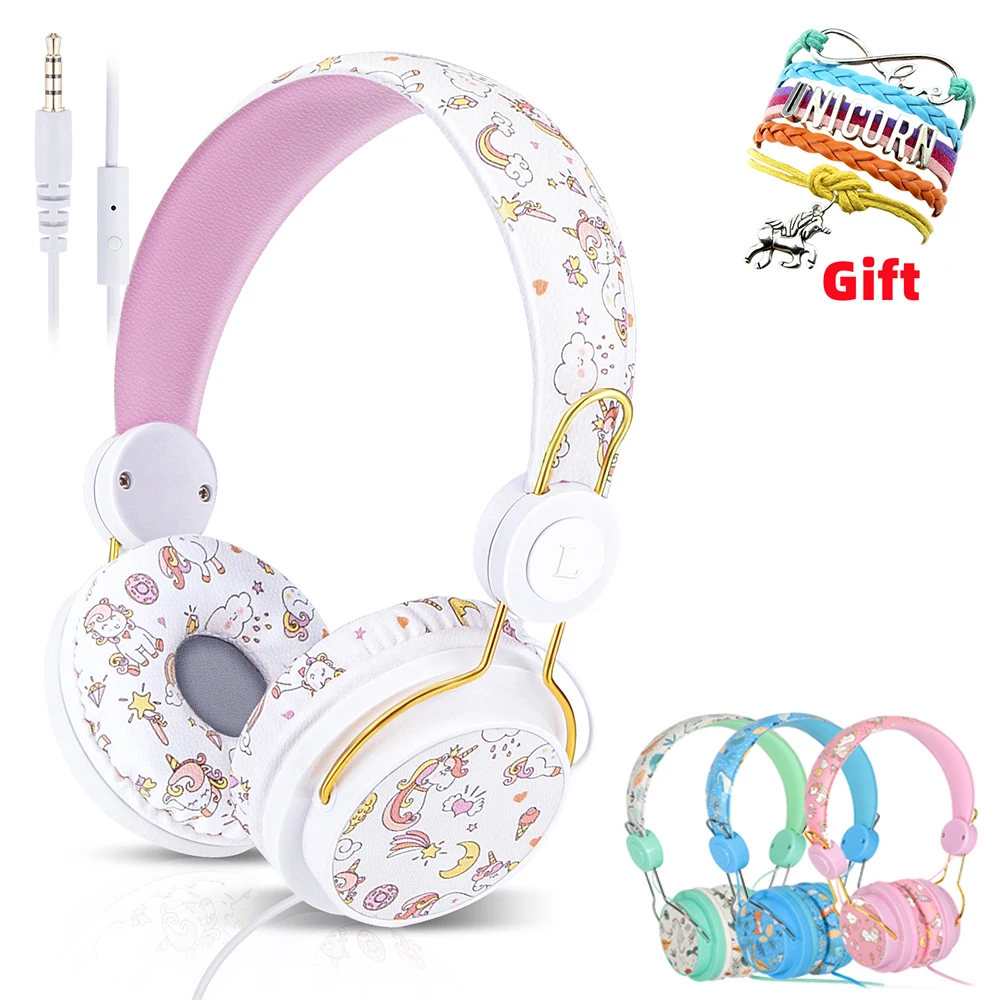 Unicorn Wired Headphone With Mic Girls Daughter Music Stereo Earphone for PC Phone Helmets Kids Boy Gifts Children Headphones