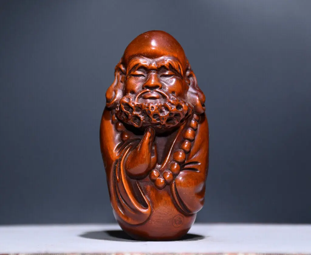 Chinese Natural Boxwood Hand carved Exquisite Statue 30068