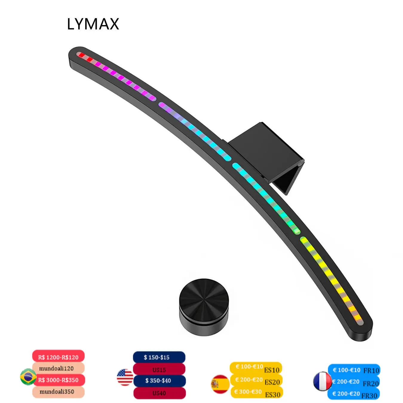 

LYMAX Настольная лампа с изогнутым дисплеем, подвесной светильник RGB для ПК, компьютерный монитор, световая панель с защитой глаз и дистанцион...