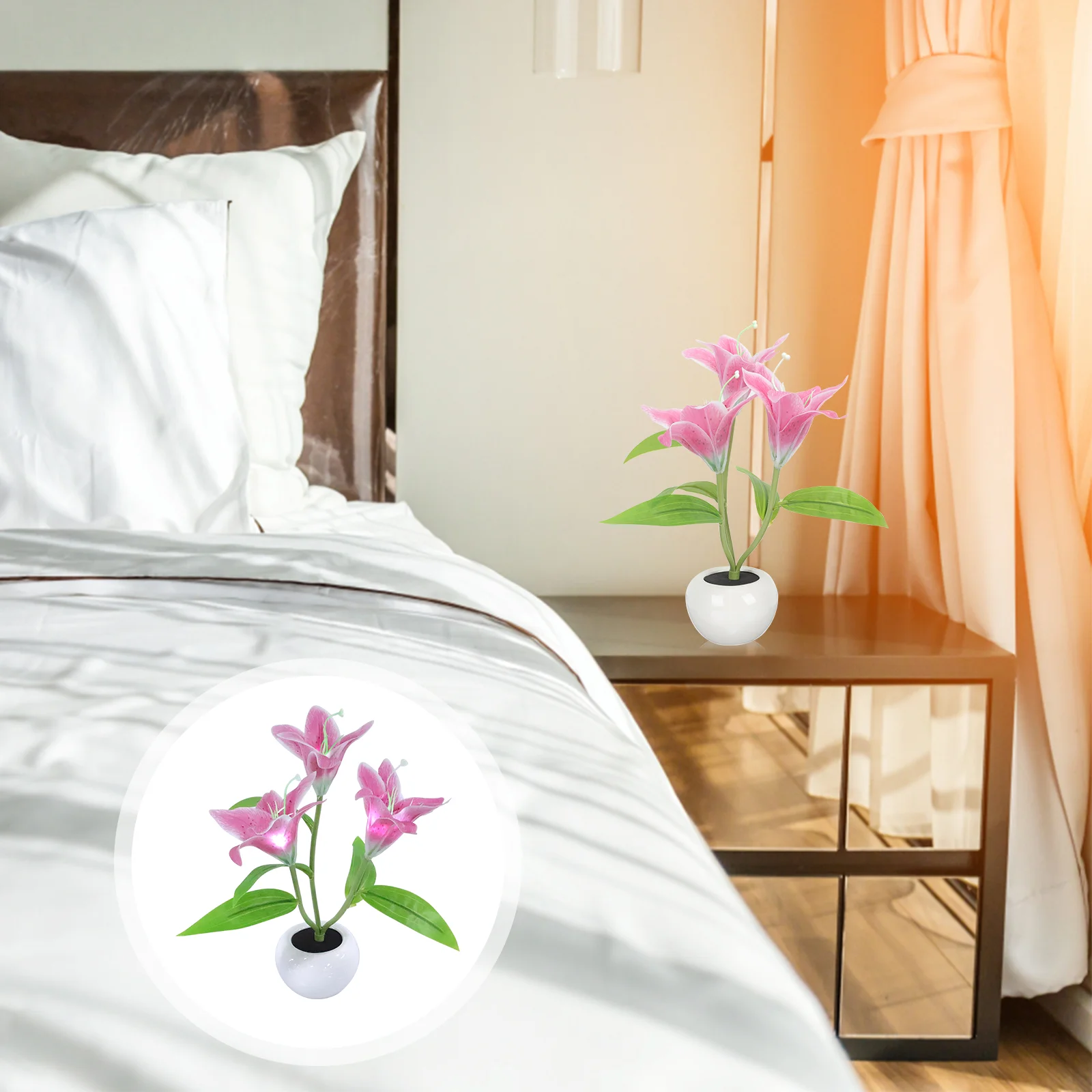 

Lily Flower Pot Lamp Creative LED Desk Lamp Desk Lamp Decoration Bedside Lamp Night Lamp Table Lamp Bedroom Decorative Light