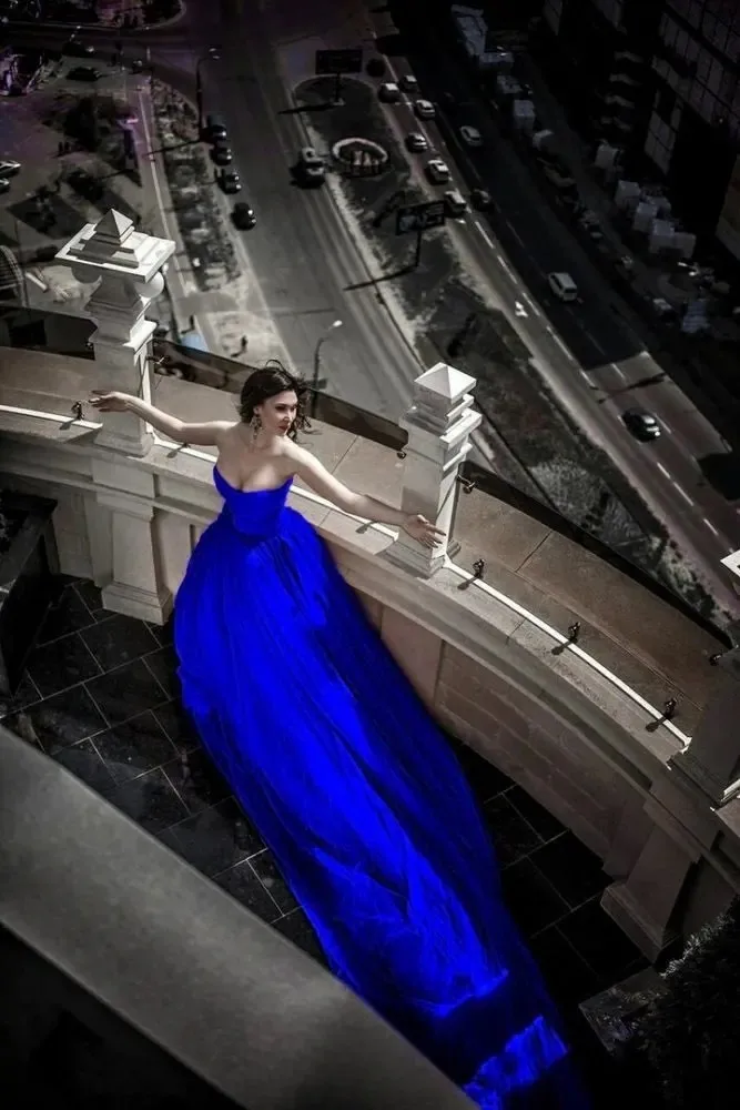 Синие свадебные платья Sweethatr из тюля А-силуэта со шлейфом длиной 2 м на заказ