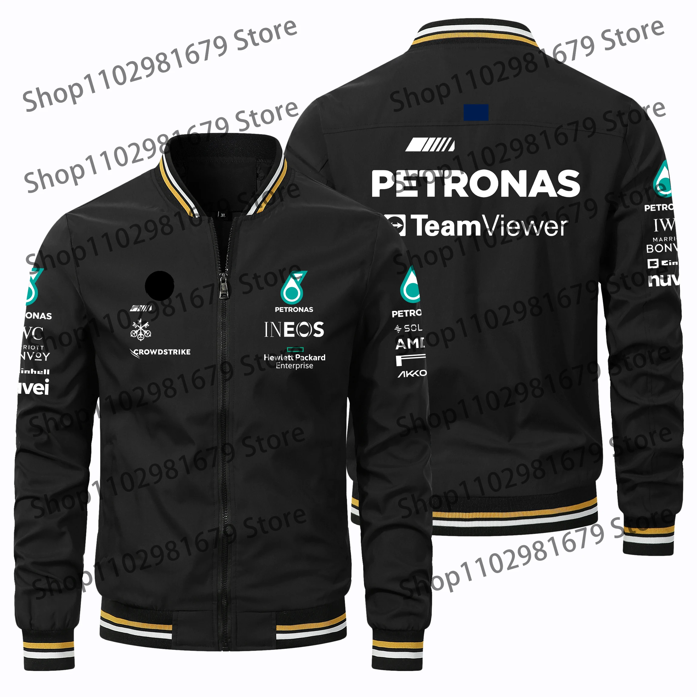 

2023 PETRONAS Formul Team Official Jacket Men Oversized Stand Collar Zipper Bomber Top Russell Fans Outdoor Extreme Sports Gear