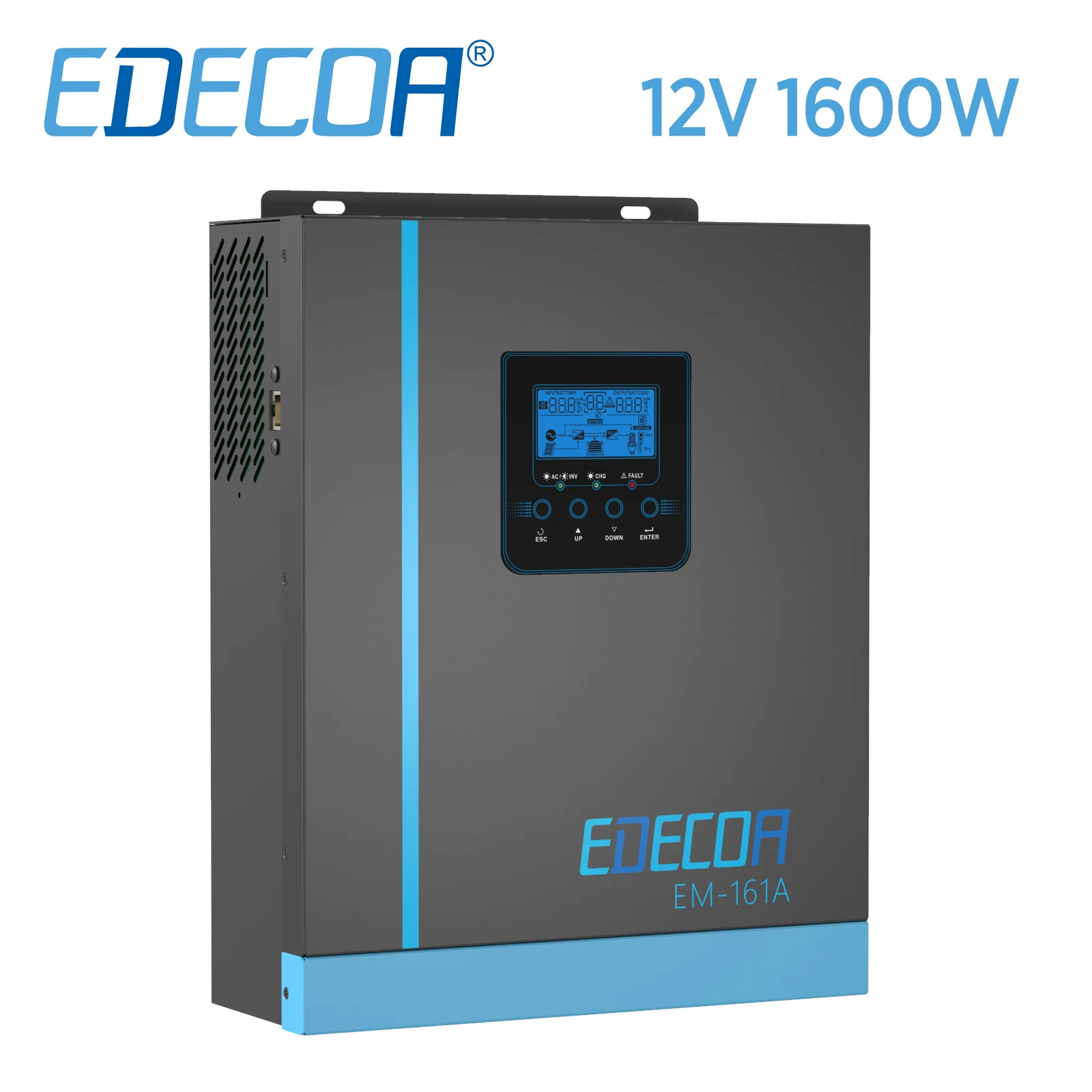 

EDECOA 1500W hybrid inverter 2.2KVA 12V 220V MPPT 80A PV 450VDC pure sine wave off grid solar inverter UPS battery charger