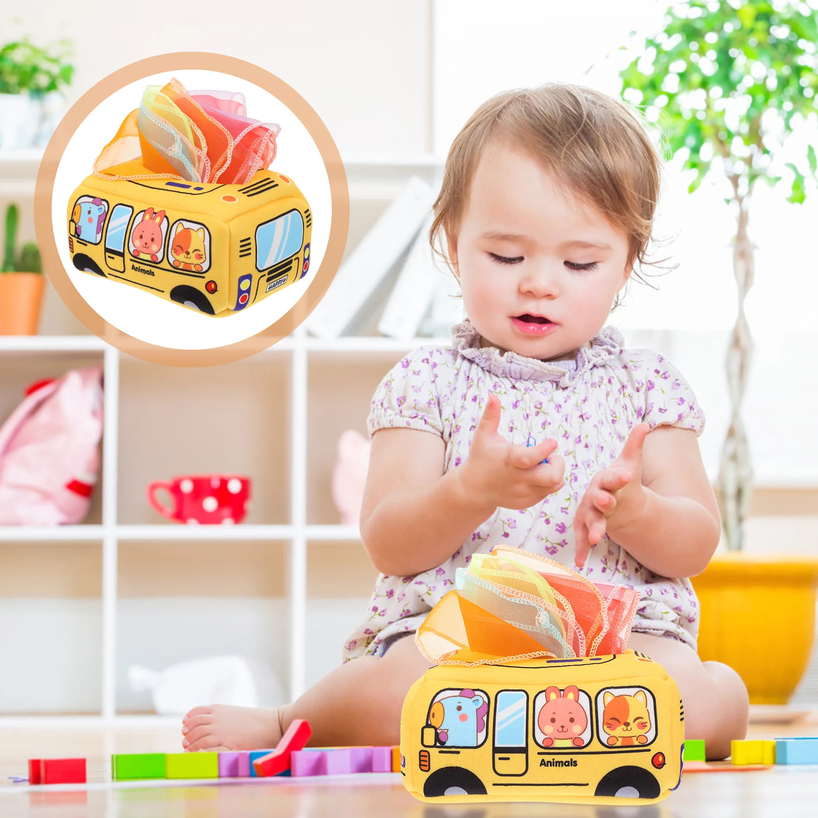 

Plush Baby Toys Toddlers Play Scarves Fuzzy Scarf Baby Accessory Baby Tissue Box Toddler Toy Cartoon Tissue Box Toy