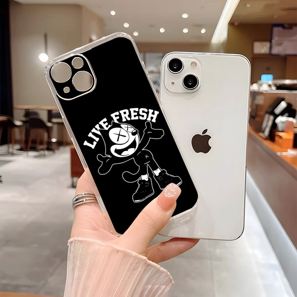Милый чехол для телефона F-Felix The Cat прозрачный Iphone 15 Plus 14 Pro Max 11 16 13 12 8 X XR XS SE задняя