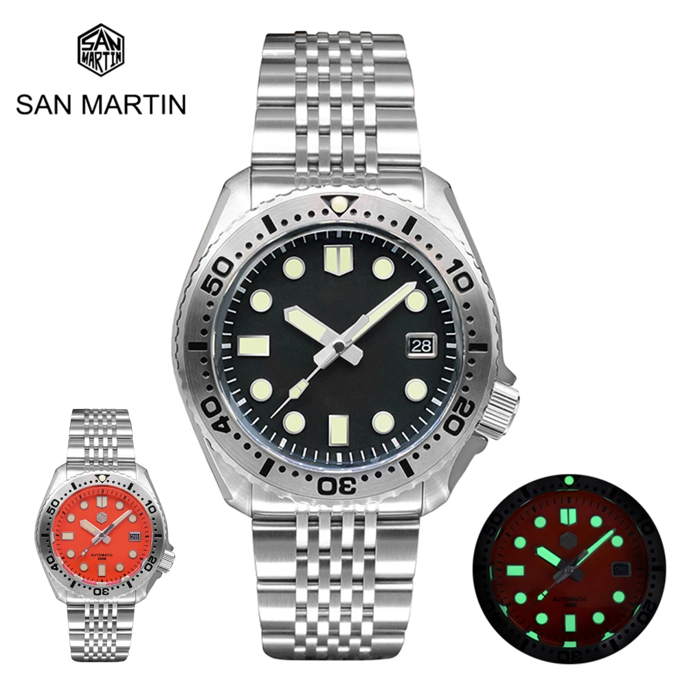 

San Martin Abalone Dive Watch 200m Sapphire Crystal Calendar NH35A Movement Automatic Mechanical 316L Steel Diving Men's Watch