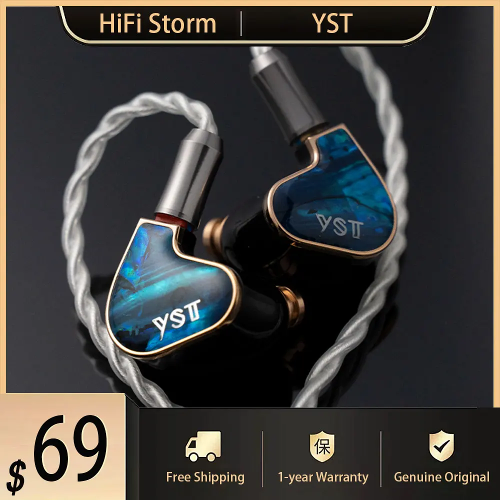 Фото Наушники-вкладыши JIAO YST03 (1DD+2BA) для Hi-Fi музыки, мониторные IEM-наушники с кабелем 0,78 мм 2Pin и штекером для гарнитуры №1