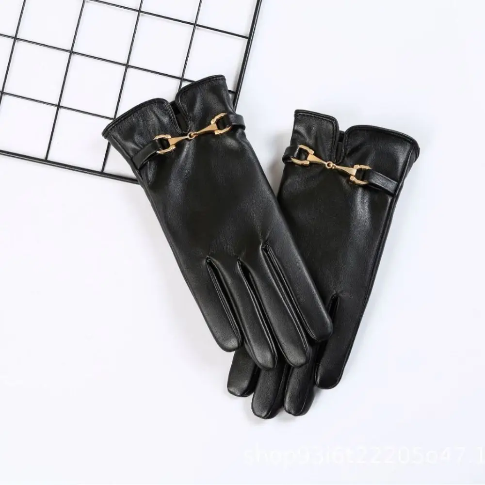 Фото Fashion PU Leather Gloves Windproof Waterproof Full Finge Driving GlovesThicken Outdoor Sports Winter Warm Touch Screen Gloves №5