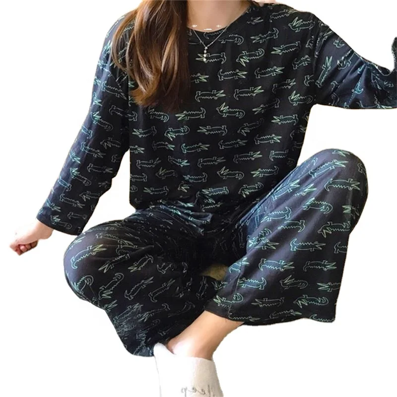 

Новинка Осенняя пижама с длинными рукавами для женщин на весну и осень милые корейские женские осенние домашние брюки костюм-Двойка для сту...