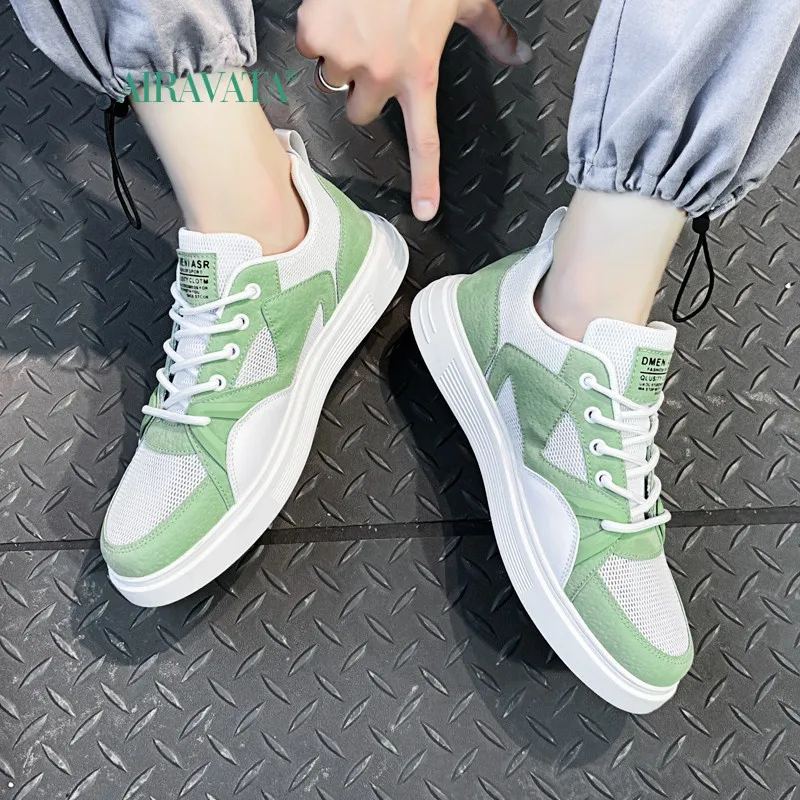 Men Walking Shoes Canvas Male Sneakers Fashion Lace-up Solid Mesh Breather Shoes Rubber Flat Autumn Casual Man Shoes