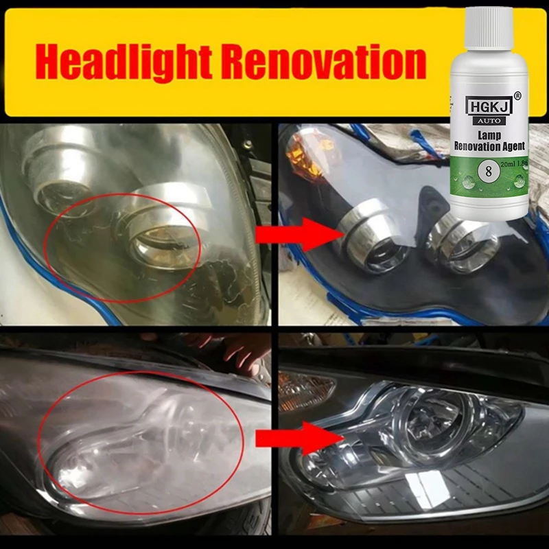 

Headlight Restorer Lamp Renovation Agent Polishing Kit Repair Yellowed Oxidized Cracked Blurried Light Scratched Car Lens Clean