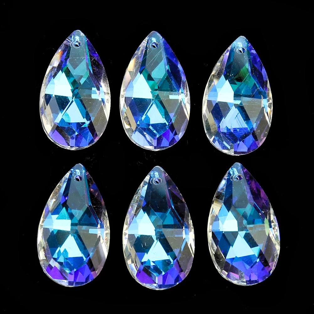 

5PC Fire Polished AB Color Angel Tears Water Droplets Crystal Chandelier Laser Faceted Prism Sun Catcher Jewelry Craft Pendant