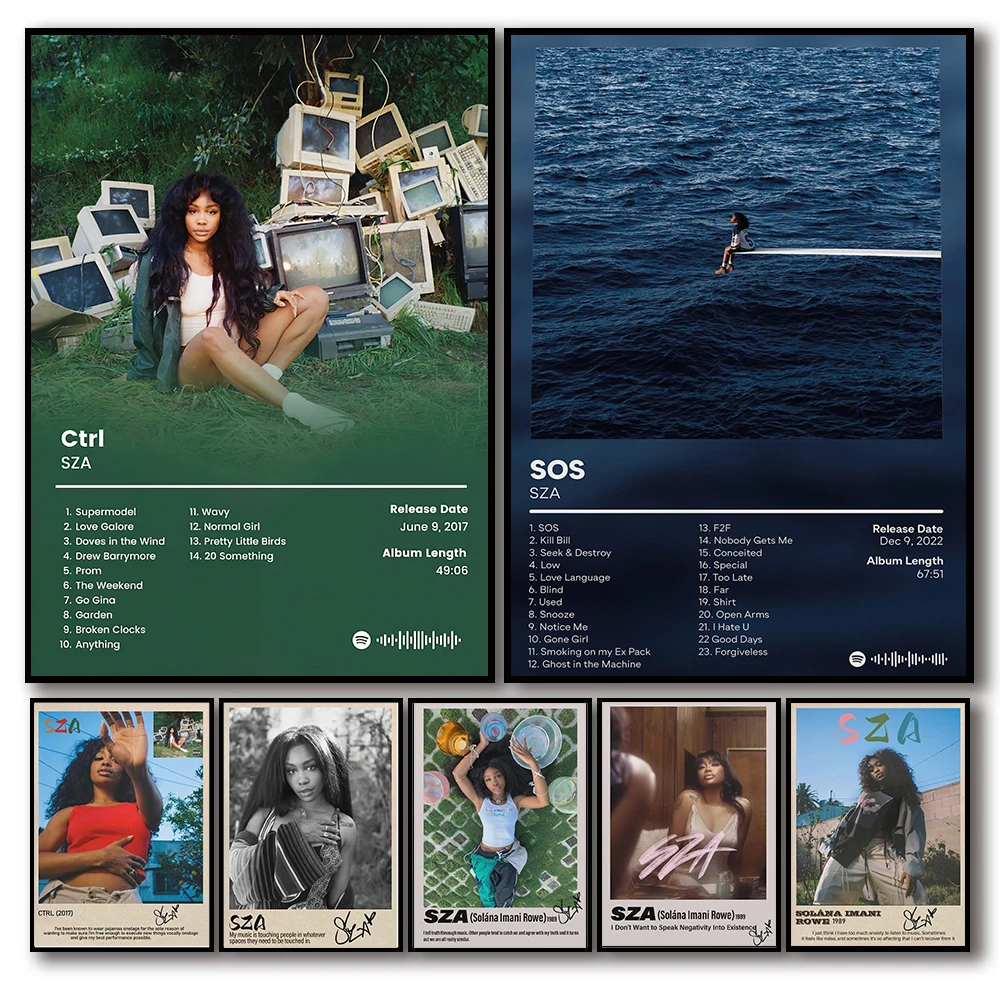 

Pop Singer SZA Sos Music Album Poster Rapper Aesthetic Ctrl Deluxe Canvas Print Home Decoration For Wall Art Mural Room Decor