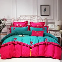 classic bedding set luxury lotus leaf bed sheet quilt cover pillowcase family set comfortable breathable comforter bedding set