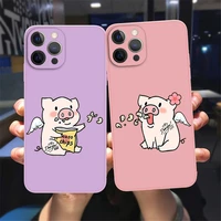 cute and funny pig couple best friend silicone shockproof case for iphone 13 12 11 pro max xr xs max 8 7 plus candy color case