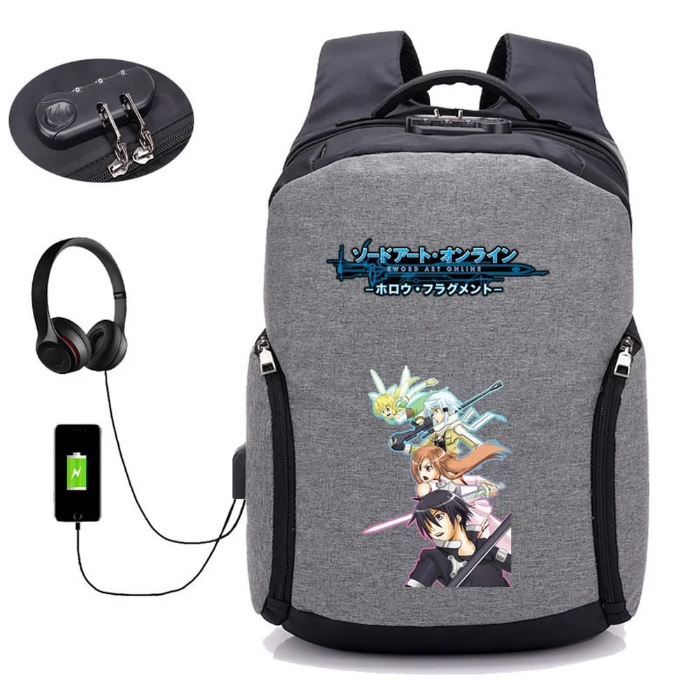 

Anime Sword Art Online Backpack Breathable Leisure Anti-theft Canvas Schoolbag Teenager Large Capacity Outdoor Travel Laptop Bag