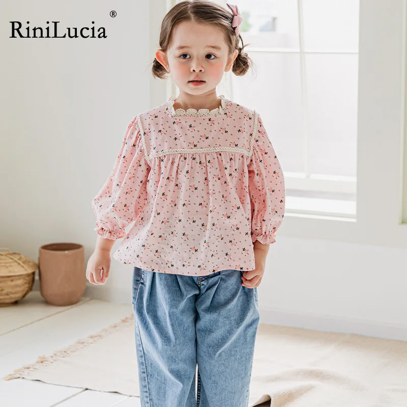 

RiniLucia Flower Kids Baby Girls Blouse Shirt Spring Autumn Fashion Girls Printing Shirt Long Sleeve Printed Girls Blouse Shirt