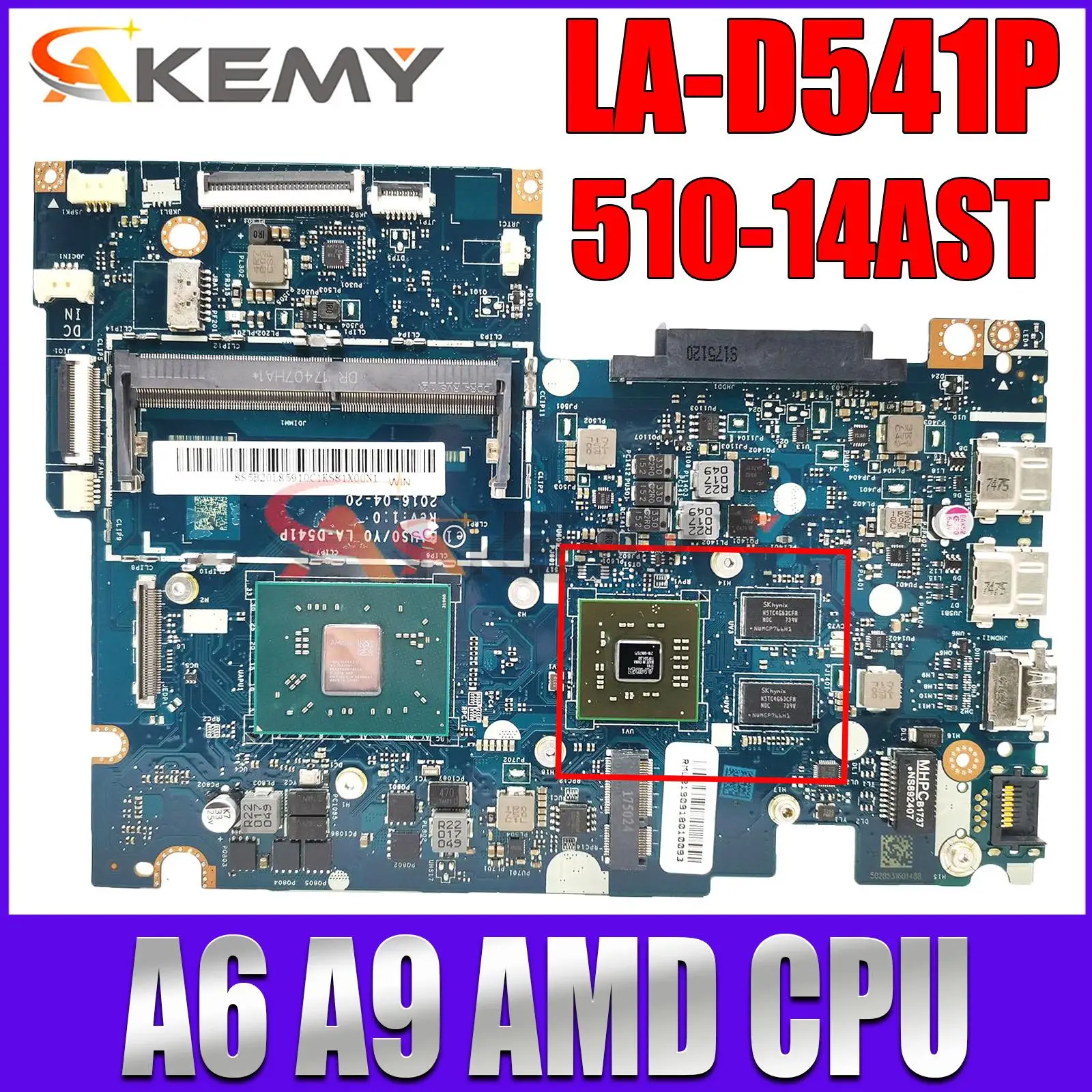 

Материнская плата для ноутбука Lenovo Yoga 510-14AST 500-14adapter 310S-14AST, материнская плата для ноутбука, системная плата с процессором A6 A9 AMD