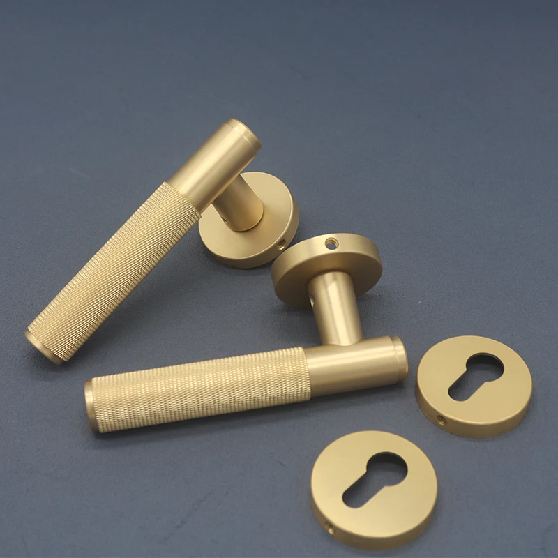 

Factory Supply Door Decoration Brushed Brass European Interior Door Handle Lock