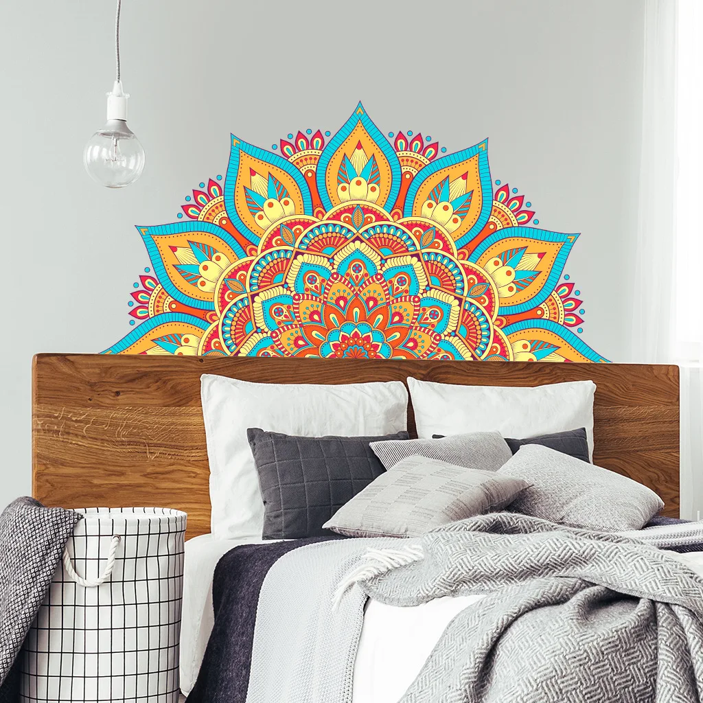 

2022 PVC Colorful Mandala Lotus Wall Sticker Symbol Removable Decal Decorate Bedroom Living Room Meditation Yoga Studio Poster