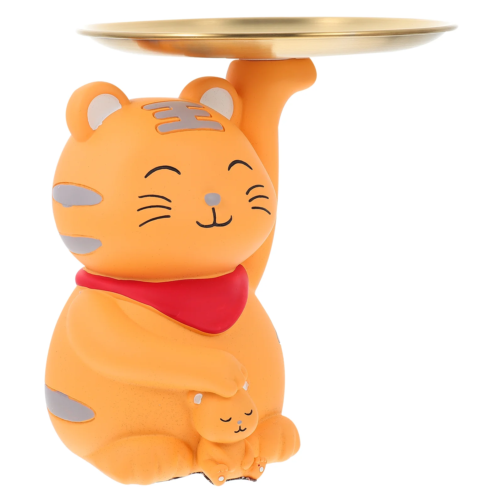 

1Pc Small Resin Craft Tiger Decor with Tray New Year Party Snack Candy Tray Home Decor