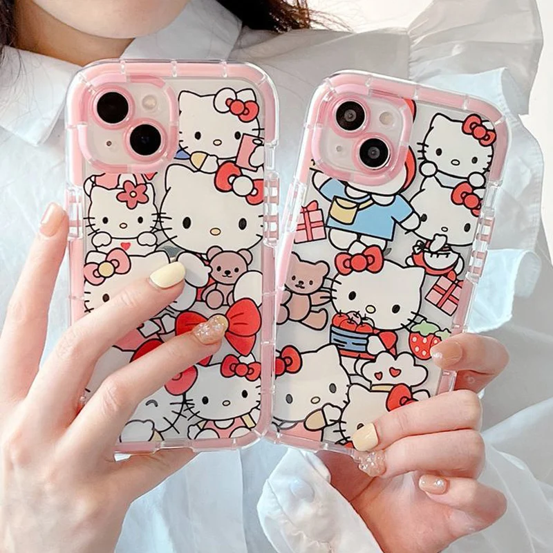 

Luminous Sanrio Hello Kitty Transparent Case For iPhone 14 13 11 12 Pro Max XS XR 7 8 Plus SE Cartoon Cute Shockproof Cover Y2K