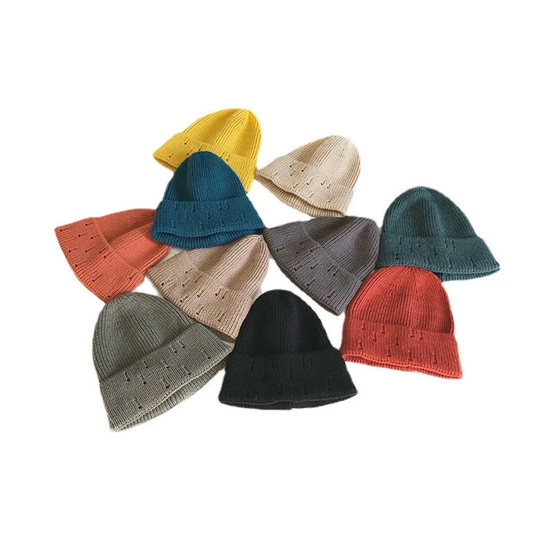 

2022 Adult new Korean fashion cold hat autumn and winter warm hole knitted wool hat to make old dome hat