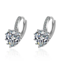 1 pair women dangle earrings love heart rhinestone jewelry korean style sparkling hoop earrings for daily wear