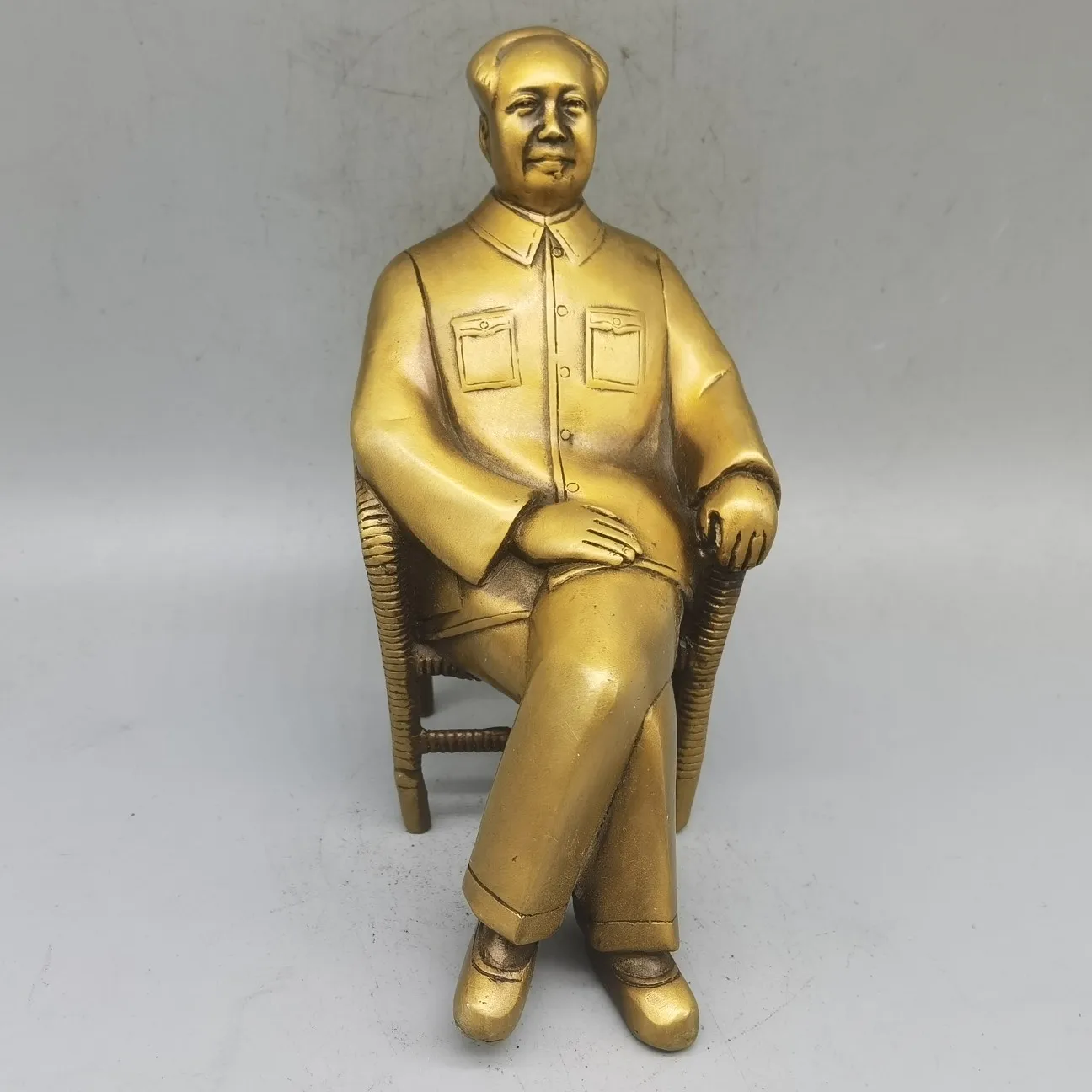 

MOEHOMES China copper crafts fengshui mercy Great leader Chairman Mao Zedong statue vintage family decoration metal handicraft
