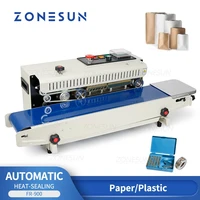 zonesun fr 900 tabletop automatic bag sealer plastic film continuous heat sealing packaging machine