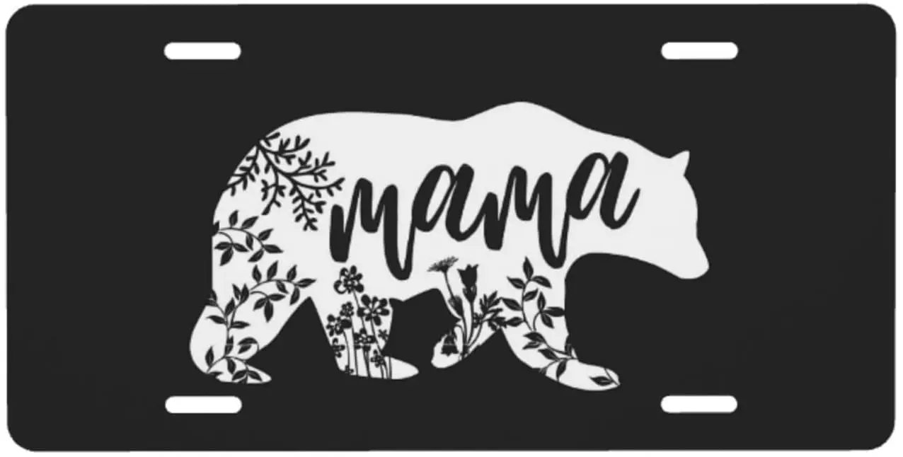 

Car Front License Plate Cute Mama Bear License Plate Decorative Vanity Tag Metal Car Plate Novelty Aluminum Home Decor
