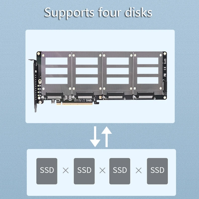 

R58A U.2 PCI-E Expansion Card SFF-8639 to SSD Riser Card PCI-E 4.0 X16 Adapter High Power Self-Powered The NVME Standard