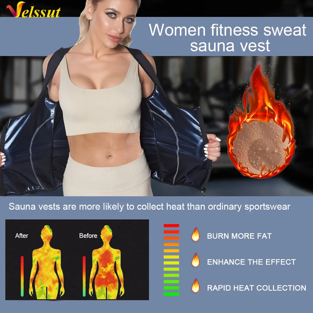 Velssut Sauna Vest for Women Weight Loss Tank Top Hot Sweat Sportwear Slimming Body Shaper Fitness Fat Burning Workout Sport