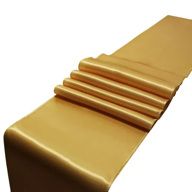 

10pcs Luxury Gold Table Runner Solid Satin Tablecloth Table Runners Table Flag Dinner Mats Wedding Party Decoration Home Textile
