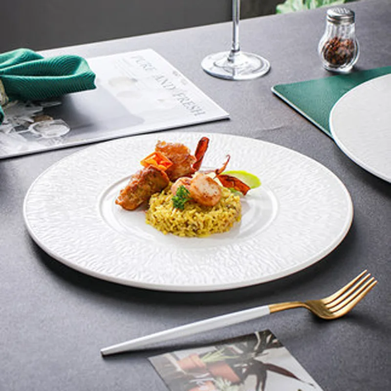 

Французская ретро-тарелка для еды в западном стиле, тарелка для макаронных изделий, Высококачественная посуда, роскошная тарелка, плоская тарелка, белая тарелка для стейка