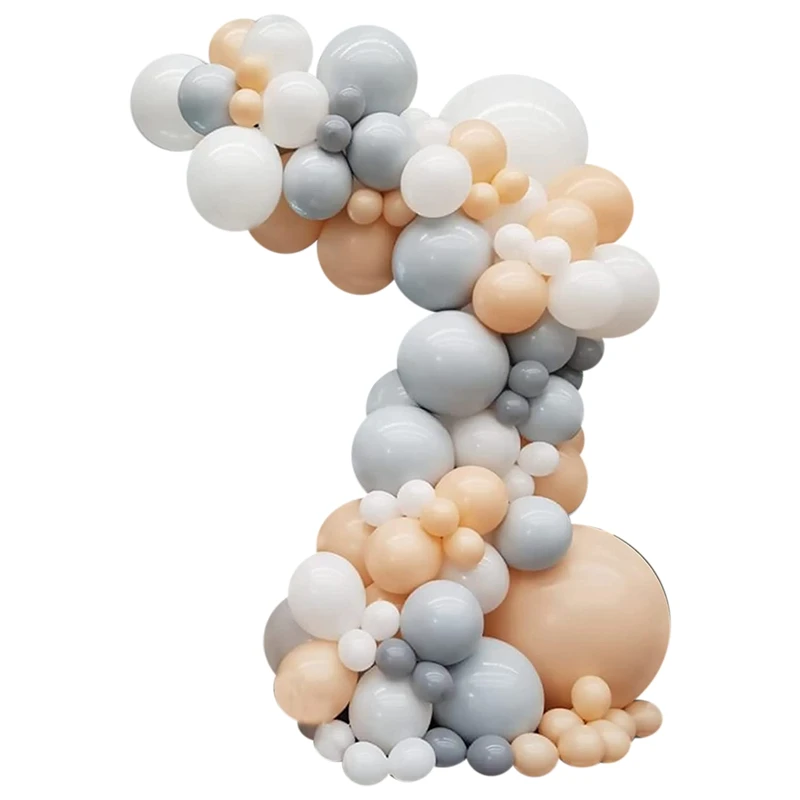 

Balloon Arch Kit, Apricot Balloon Garland 102PCS Birthday Decoration, With White Gray Latex Balloons & Balloon Strip