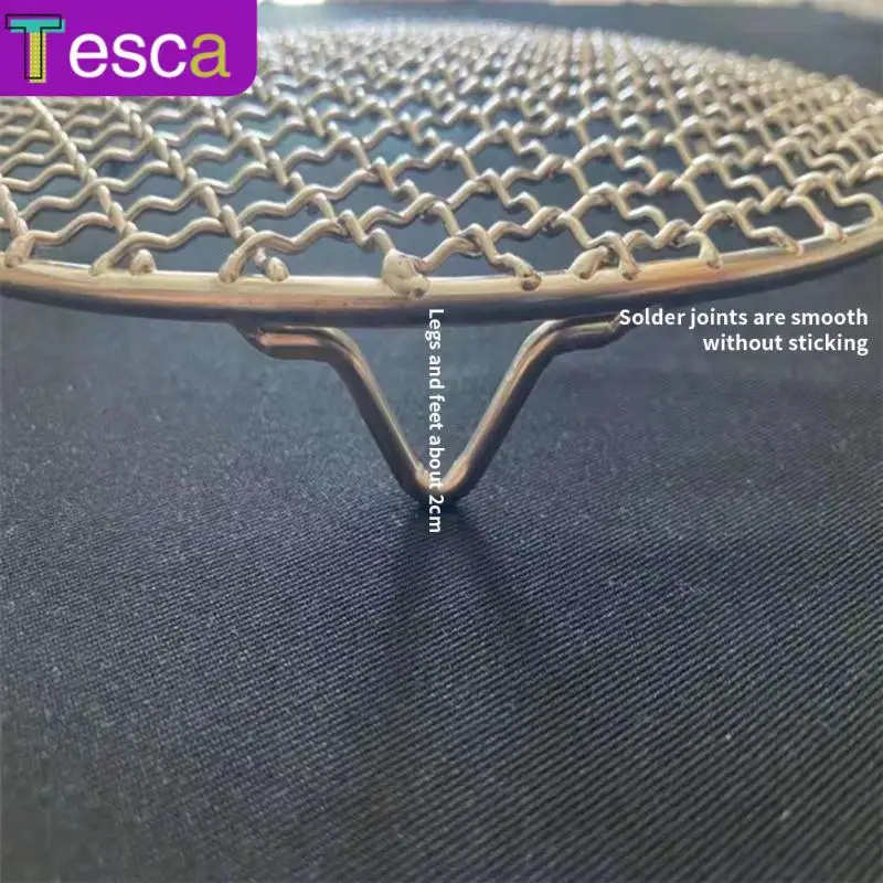 

With Legs Round Baking Net Bbq Mesh Stainless Steel Barbecue Grate Kitchen Gadgets Non Stick Grilling Mat Barbecue Mesh