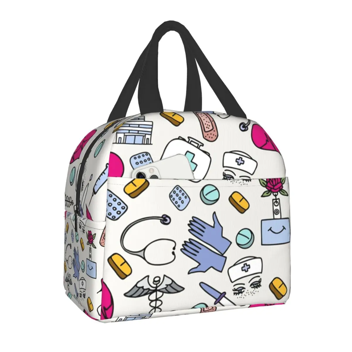 

Изолированные сумки для обедов с рисунком медсестры для открытого пикника