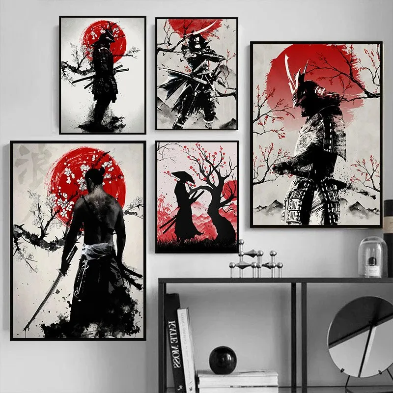 

Японские чернильные постеры и принты, японское искусство самурая, живопись на холсте, аниме, настенные картины для гостиной, домашний декор