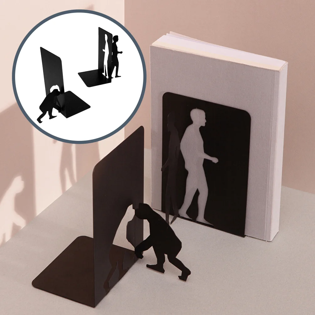 

1 Set Iron Bookend Creative Book Storage Bookend Book Stopper For Shelves