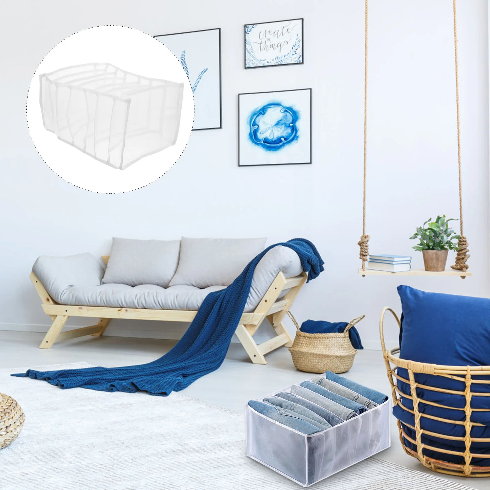 

2 Pcs Clear Organizer Bags Storage Box Baby Wardrobe Drawer Foldable Closet Partition Jeans